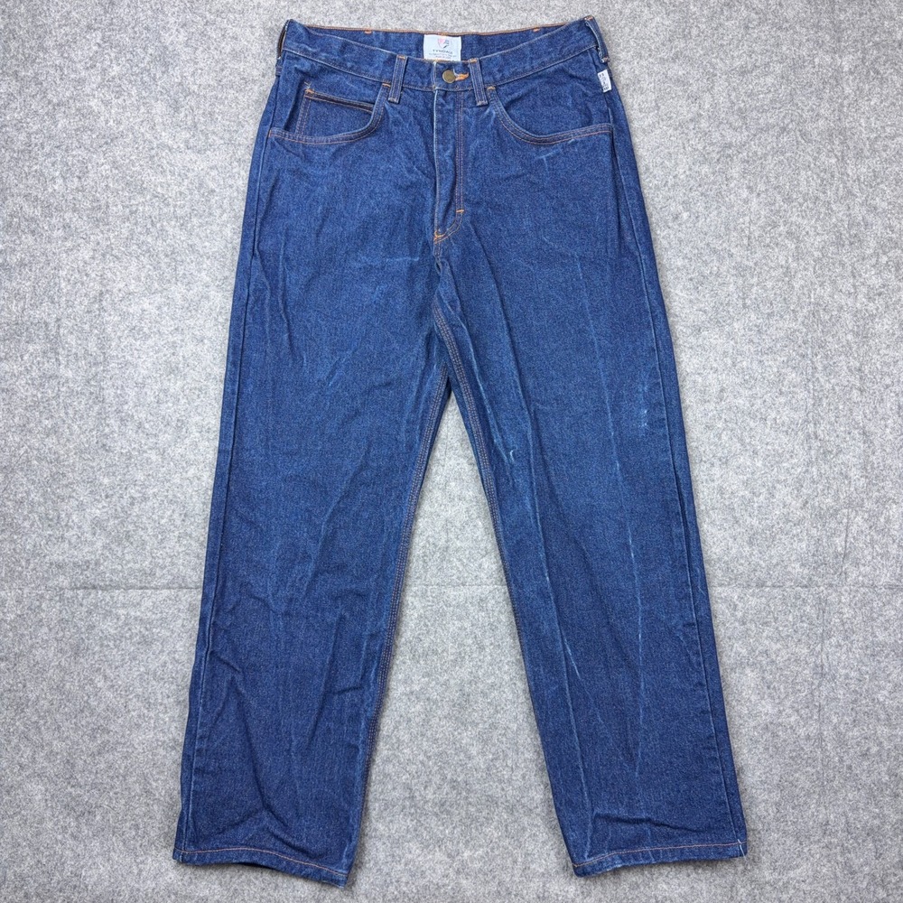 Tyndale FR Jeans Mens 31x30‎ Blue Rodeo Straight Leg Dark Wash Denim Work USA